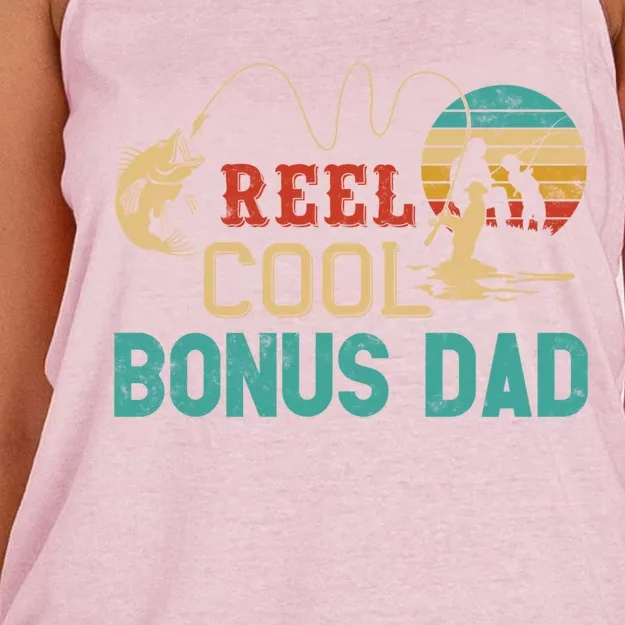 Reel Cool Bonus Dad Fishing Father’s Day Gift Fisher Dad Gift Women's Knotted Racerback Tank