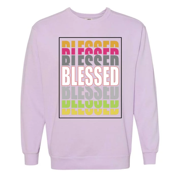 Retro Colored Blessed Mashup Garment-Dyed Sweatshirt