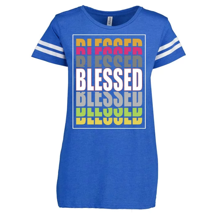 Retro Colored Blessed Mashup Enza Ladies Jersey Football T-Shirt