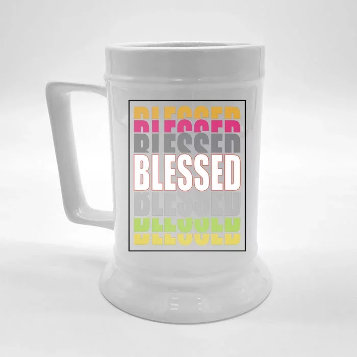 Retro Colored Blessed Mashup Front & Back Beer Stein