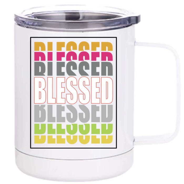 Retro Colored Blessed Mashup Front & Back 12oz Stainless Steel Tumbler Cup