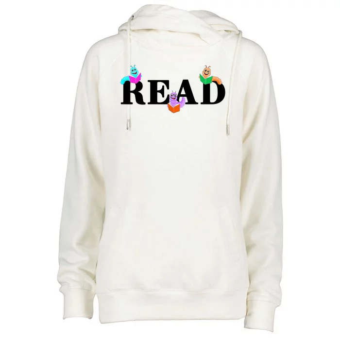 Read Cute Book Worms Womens Funnel Neck Pullover Hood