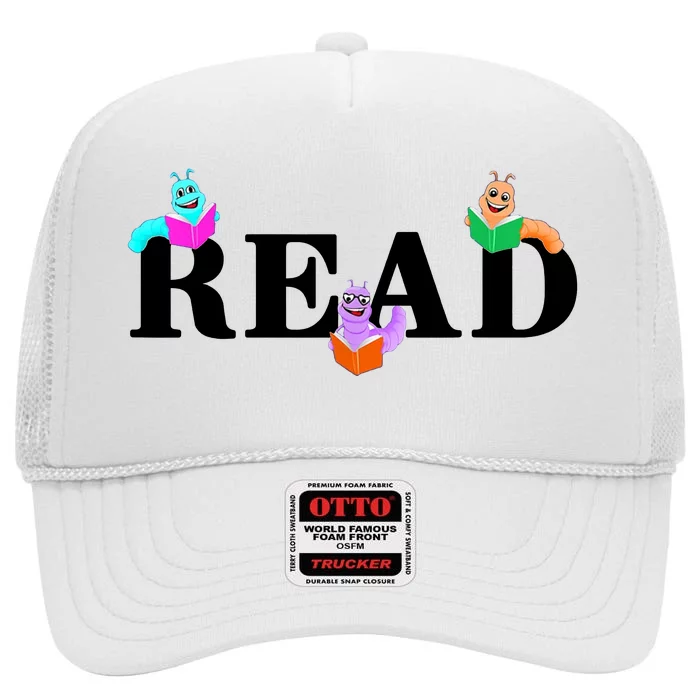 Read Cute Book Worms High Crown Mesh Trucker Hat