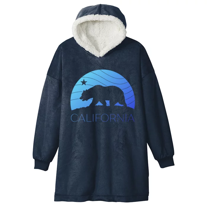 Retro California Bear Vintage Beach Cali Pride Surf 70s 80s Meaningful Gift Hooded Wearable Blanket