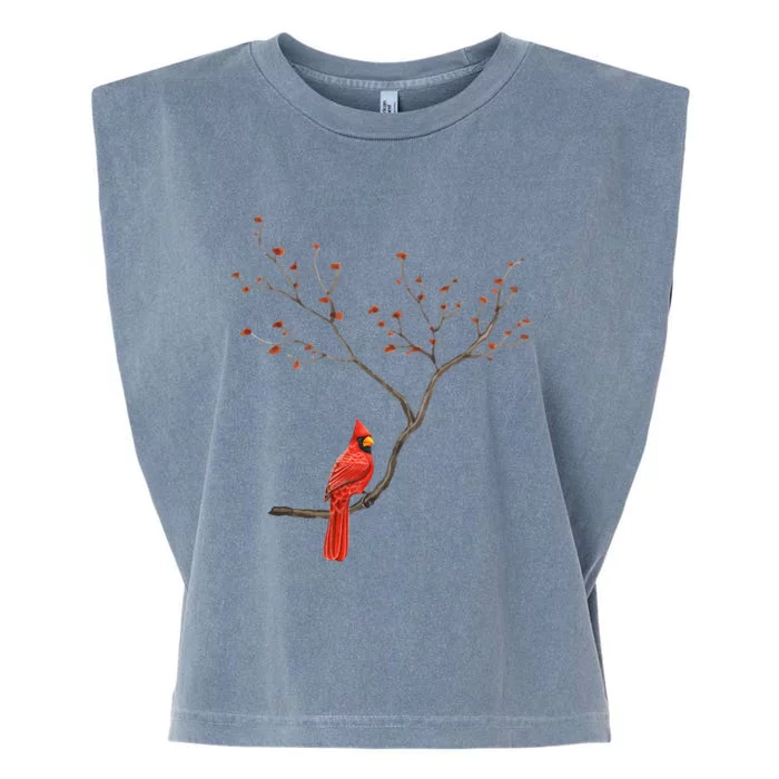 Red Cardinal Bird Lovers Birdwatching Birding Vintage Gift Cute Gift Garment-Dyed Women's Muscle Tee