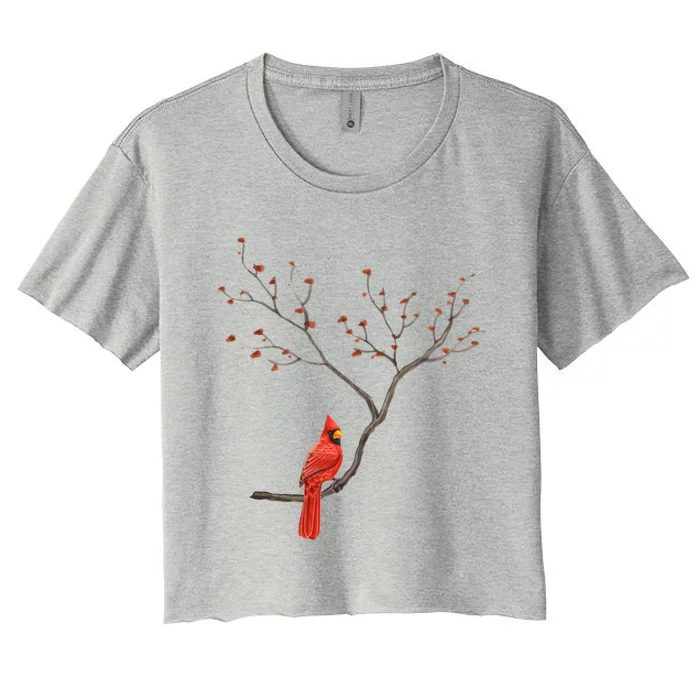 Red Cardinal Bird Lovers Birdwatching Birding Vintage Gift Cute Gift Women's Crop Top Tee