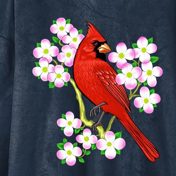 Red Cardinal Bird Dogwood Flower North Carolina Virginia Great Gift Hooded Wearable Blanket