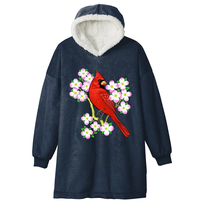 Red Cardinal Bird Dogwood Flower North Carolina Virginia Great Gift Hooded Wearable Blanket