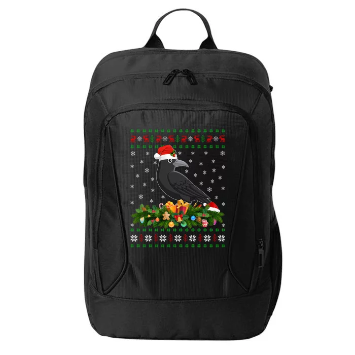 Raven Crow Bird Lover Xmas Santa Hat Ugly Crow Christmas Gift City Backpack