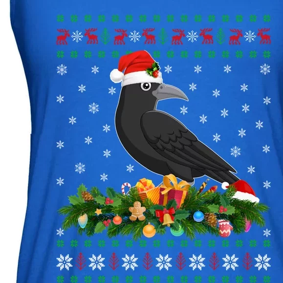 Raven Crow Bird Lover Xmas Santa Hat Ugly Crow Christmas Gift Ladies Essential Flowy Tank