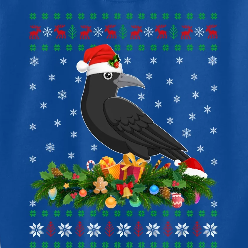 Raven Crow Bird Lover Xmas Santa Hat Ugly Crow Christmas Gift Kids Sweatshirt