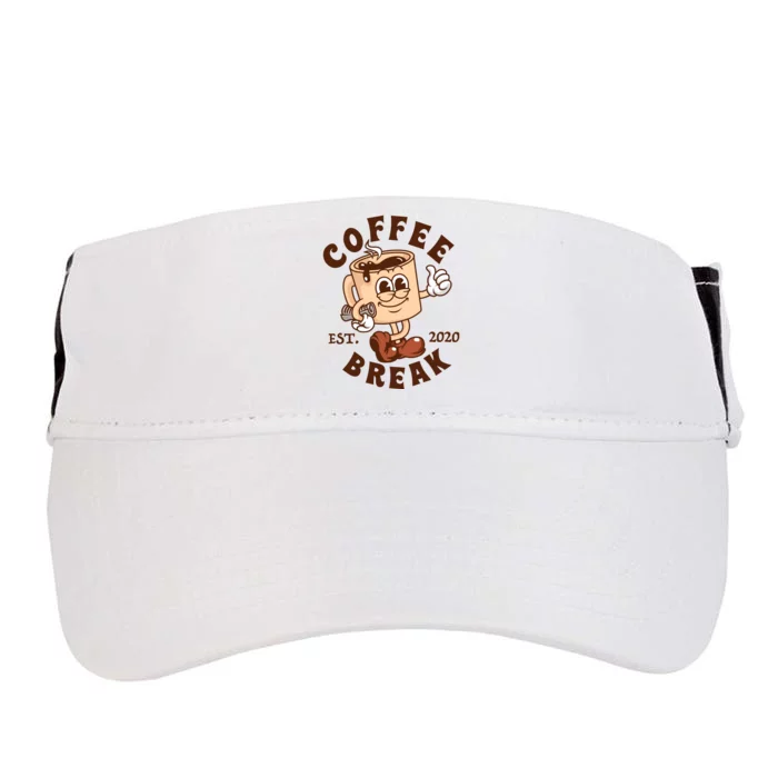 Retro Coffee Break Est 2020 Cartoon Logo Adult Drive Performance Visor