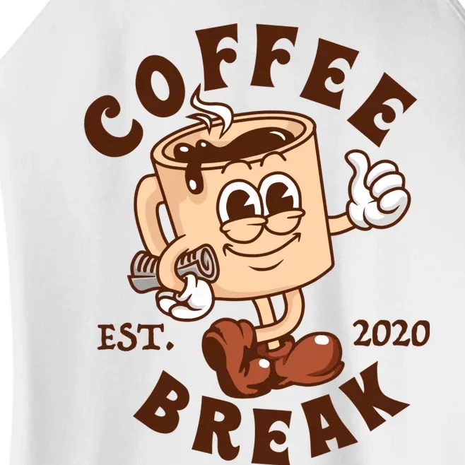 Retro Coffee Break Est 2020 Cartoon Logo Women’s Perfect Tri Rocker Tank