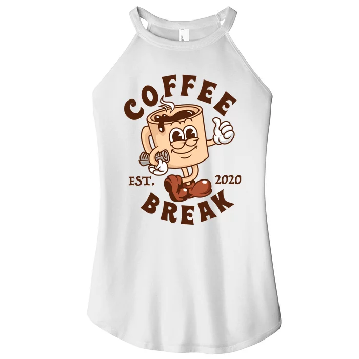 Retro Coffee Break Est 2020 Cartoon Logo Women’s Perfect Tri Rocker Tank