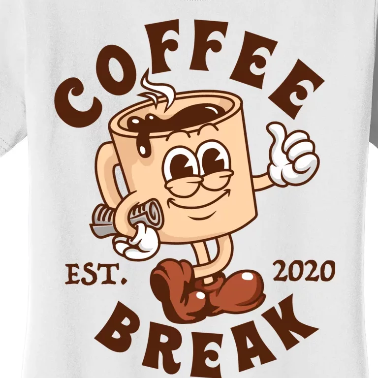 Retro Coffee Break Est 2020 Cartoon Logo Women's T-Shirt