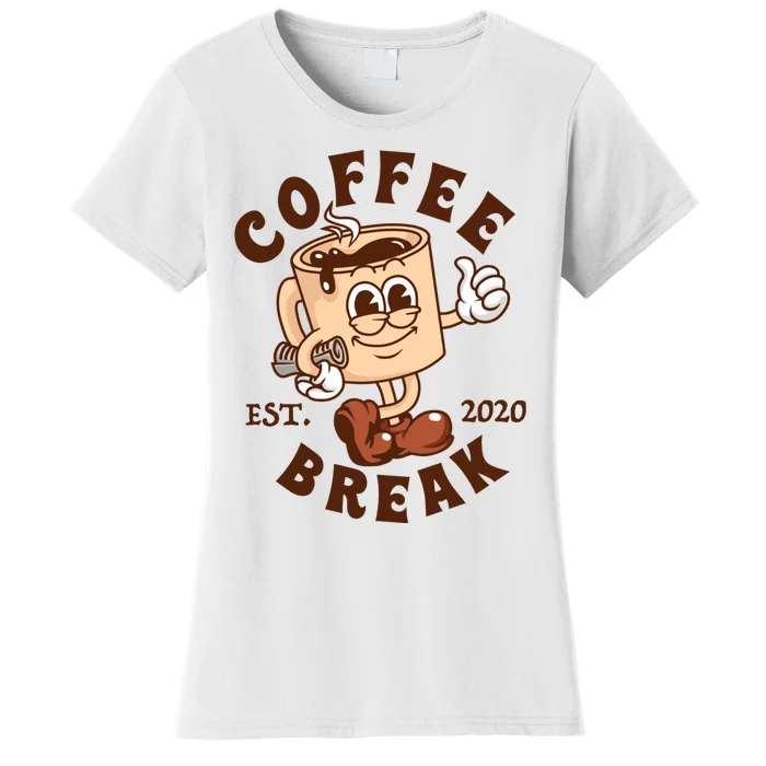 Retro Coffee Break Est 2020 Cartoon Logo Women's T-Shirt