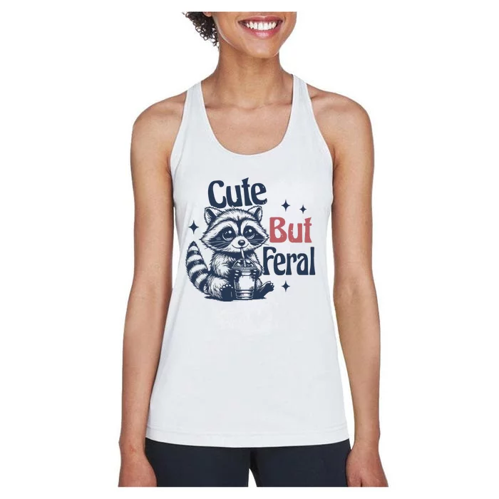 Raccoon Cute But Feral Vintage Women's Racerback Tank