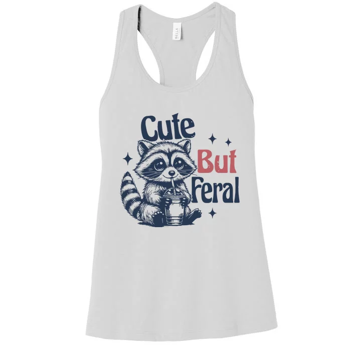 Raccoon Cute But Feral Vintage Women's Racerback Tank