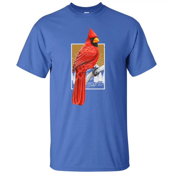 Red Cardinal Bird Watcher Bird Watching Vintage Nature Bird Gift Tall T-Shirt