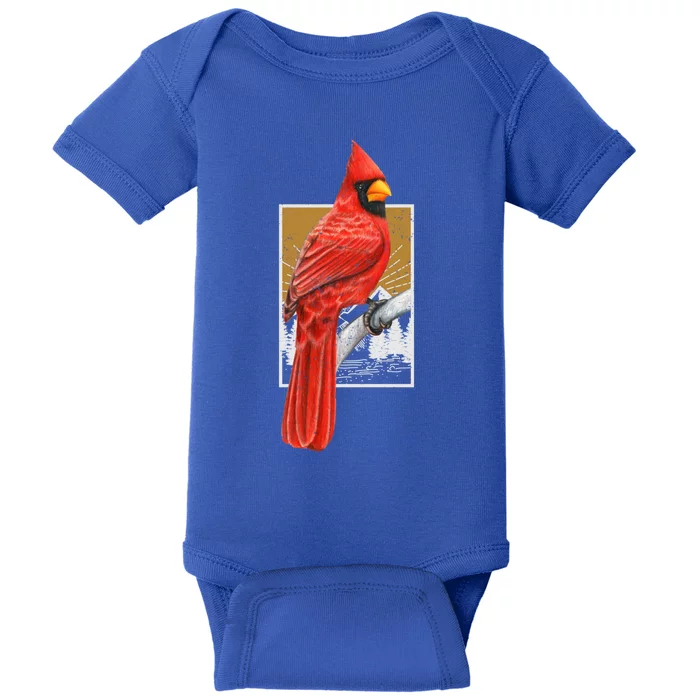 Red Cardinal Bird Watcher Bird Watching Vintage Nature Bird Gift Baby Bodysuit