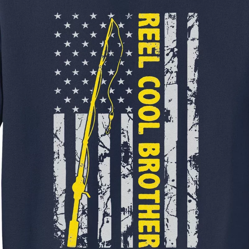 Reel Cool Brother Fishing American USA Flag Gift For Brother Gift Sweatshirt