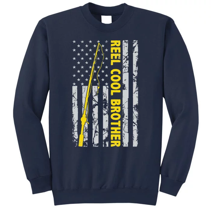 Reel Cool Brother Fishing American USA Flag Gift For Brother Gift Sweatshirt