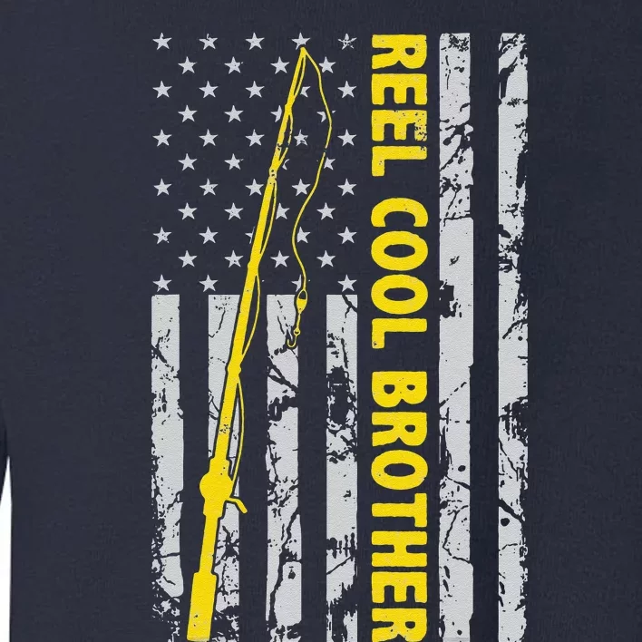 Reel Cool Brother Fishing American USA Flag Gift For Brother Gift Toddler Sweatshirt