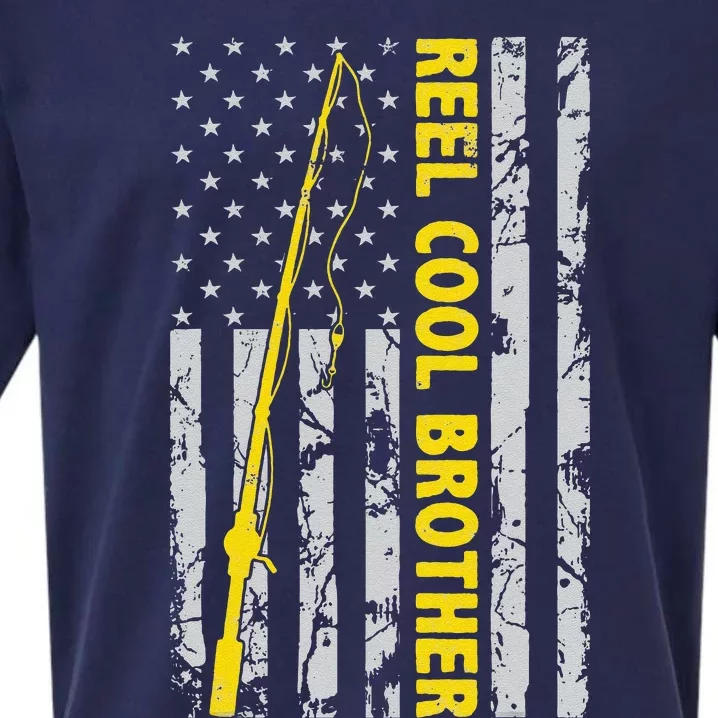 Reel Cool Brother Fishing American USA Flag Gift For Brother Gift Sueded Cloud Jersey T-Shirt