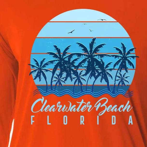 Retro Clearwater Beach Florida Cooling Performance Long Sleeve Crew