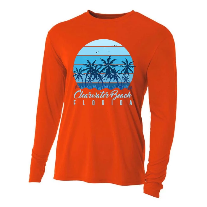 Retro Clearwater Beach Florida Cooling Performance Long Sleeve Crew