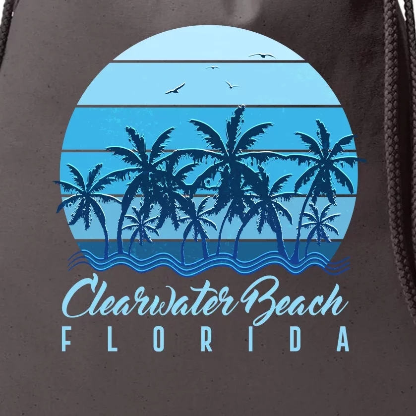 Retro Clearwater Beach Florida Drawstring Bag