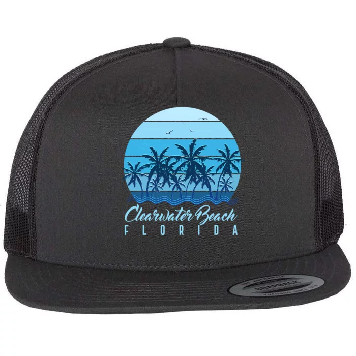 Retro Clearwater Beach Florida Flat Bill Trucker Hat