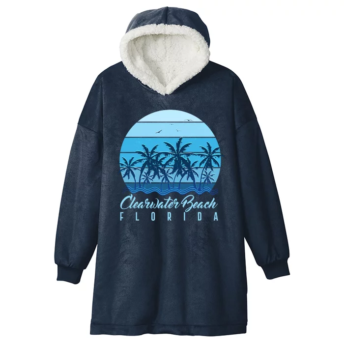 Retro Clearwater Beach Florida Hooded Wearable Blanket