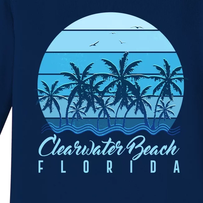 Retro Clearwater Beach Florida Baby Long Sleeve Bodysuit