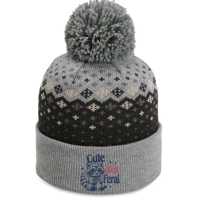 Raccoon Cute But Feral Vintage The Baniff Cuffed Pom Beanie