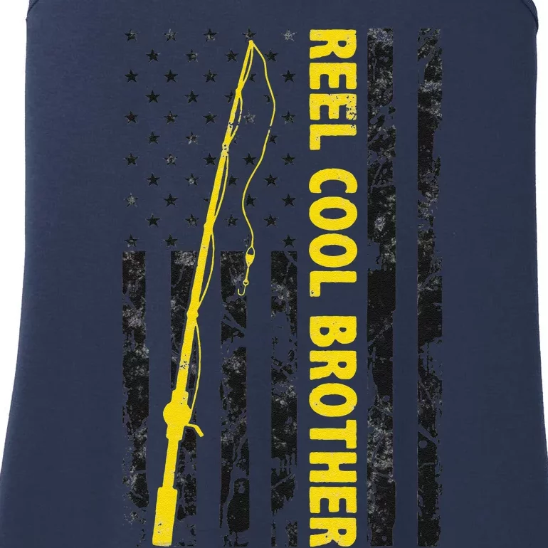 Reel Cool Brother Fishing American USA Flag Gift For Brother Ladies Essential Tank