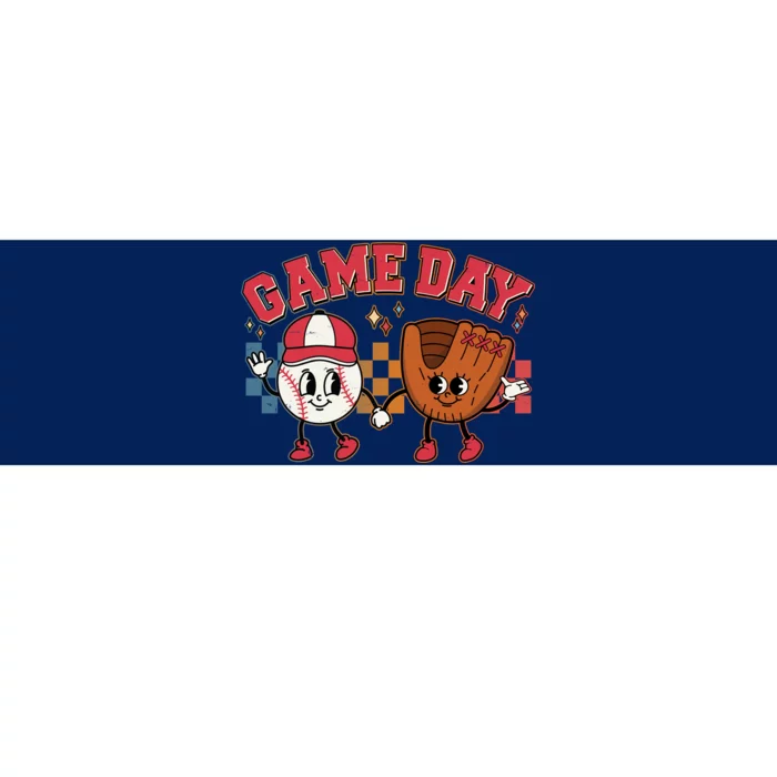 Retro Cartoon Baseball Game Day Bumper Sticker