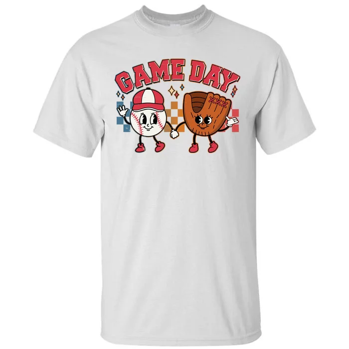 Retro Cartoon Baseball Game Day Tall T-Shirt