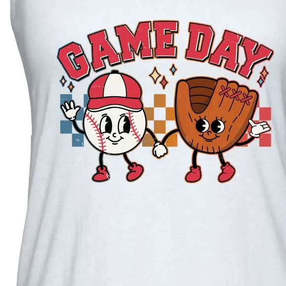 Retro Cartoon Baseball Game Day Ladies Essential Flowy Tank