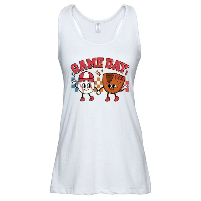 Retro Cartoon Baseball Game Day Ladies Essential Flowy Tank