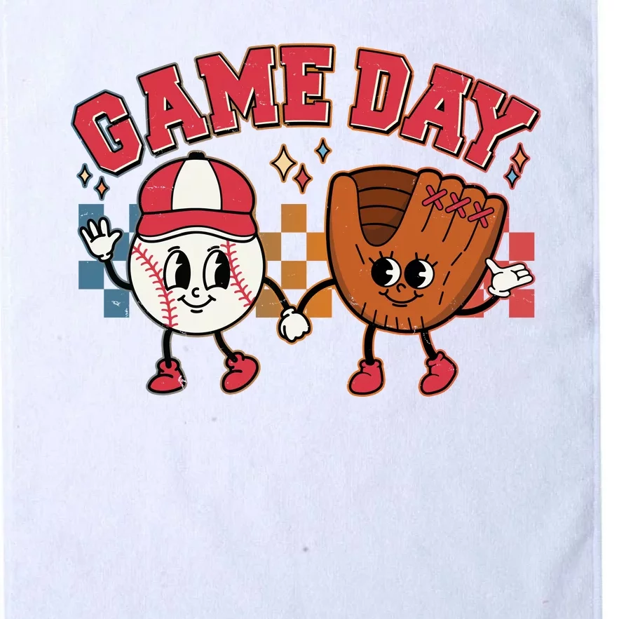 Retro Cartoon Baseball Game Day Platinum Collection Golf Towel