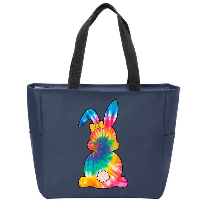 Rainbow Colorful Bunny Zip Tote Bag