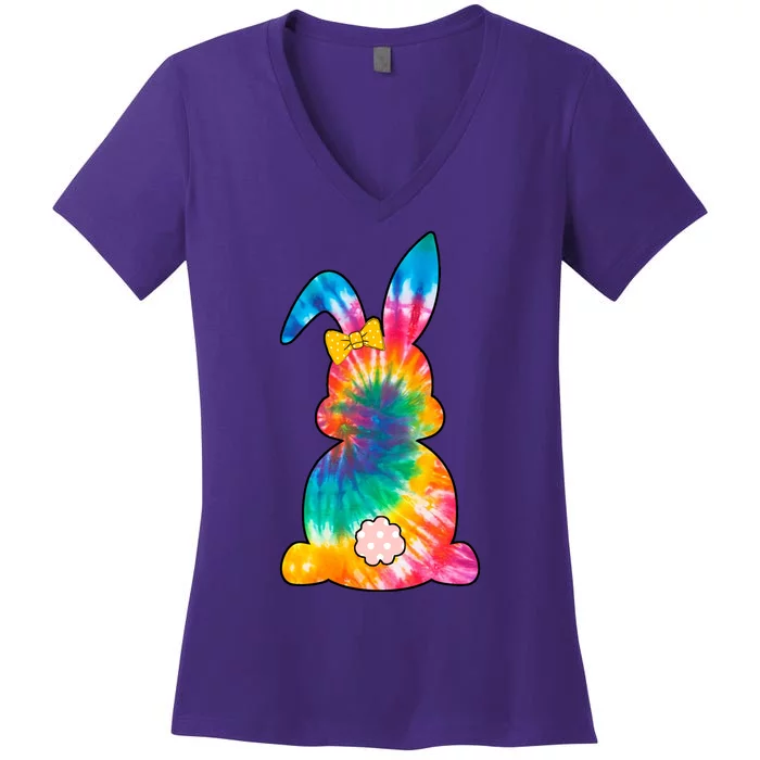 Rainbow Colorful Bunny Women's V-Neck T-Shirt