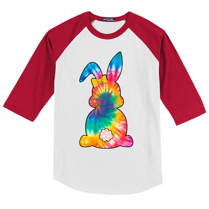 Rainbow Colorful Bunny Kids Colorblock Raglan Jersey