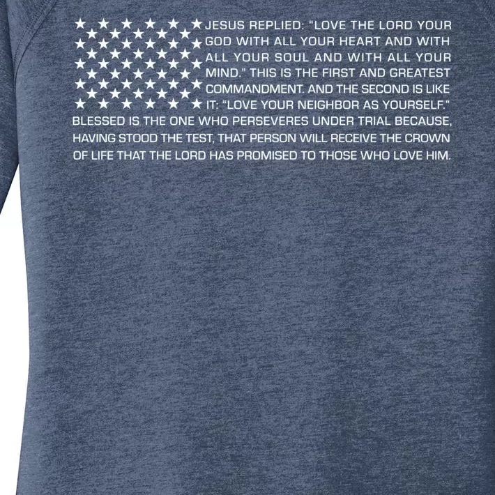 Religious Christianity Bible Verse USA American Flag Women's Perfect Tri Tunic Long Sleeve Shirt