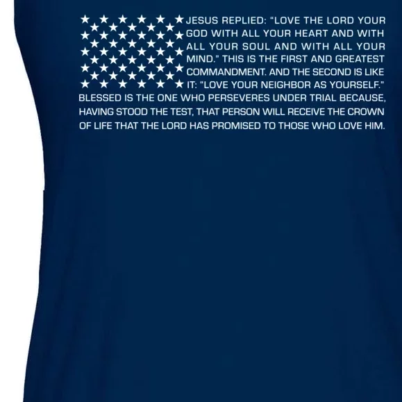 Religious Christianity Bible Verse USA American Flag Ladies Essential Flowy Tank