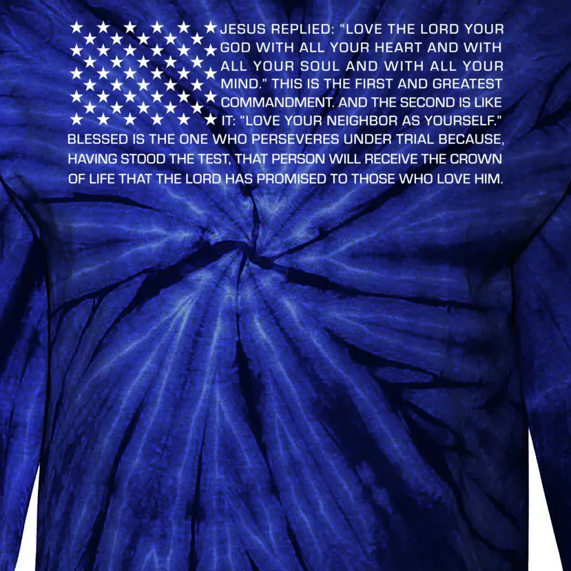 Religious Christianity Bible Verse USA American Flag Tie-Dye Long Sleeve Shirt