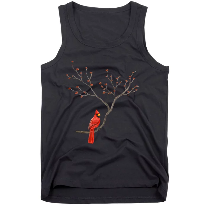 Red Cardinal Bird Lovers Birdwatching Birding Vintage Tank Top