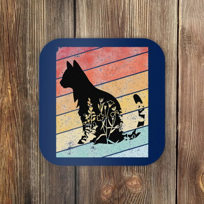 Retro Cat  Black Cat  Vintage Cat  Cat Coaster