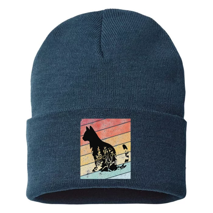 Retro Cat  Black Cat  Vintage Cat  Cat Sustainable Knit Beanie